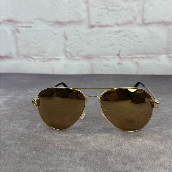 Philipp Plein Gold Aviator Limited Edition Mirrored Sunglasses - Picture 8 of 13